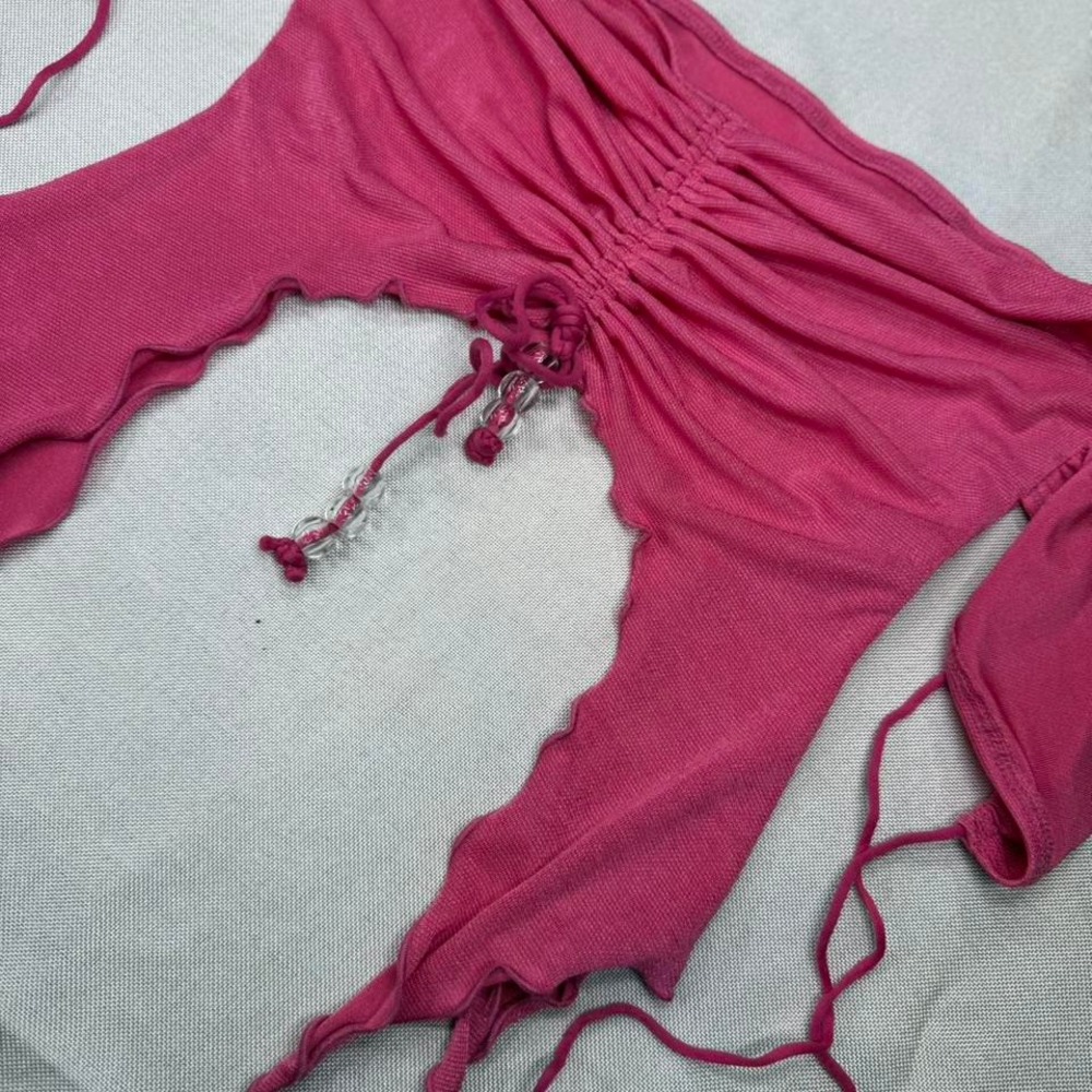 Cute Fairy Core ruffled crop top Hot Pink Size Large
